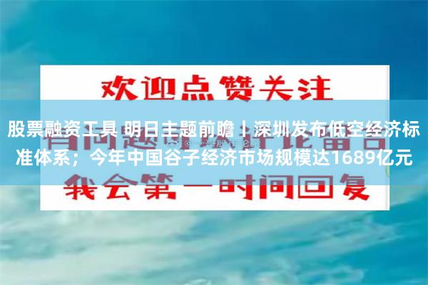 股票融资工具 明日主题前瞻丨深圳发布低空经济标准体系；今年中国谷子经济市场规模达1689亿元