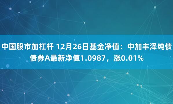 中国股市加杠杆 12月26日基金净值：中加丰泽纯债债券A最新净值1.0987，涨0.01%