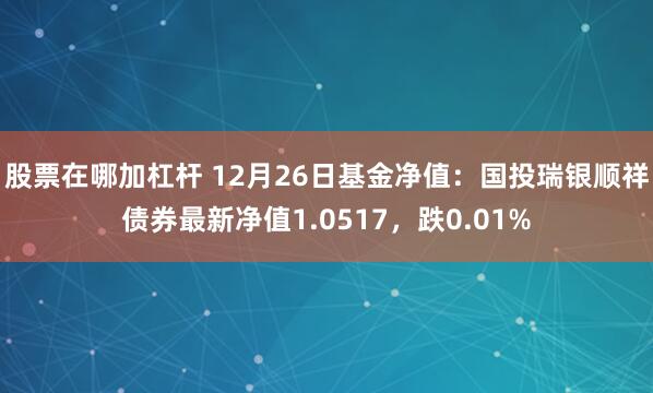 股票在哪加杠杆 12月26日基金净值：国投瑞银顺祥债券最新净值1.0517，跌0.01%