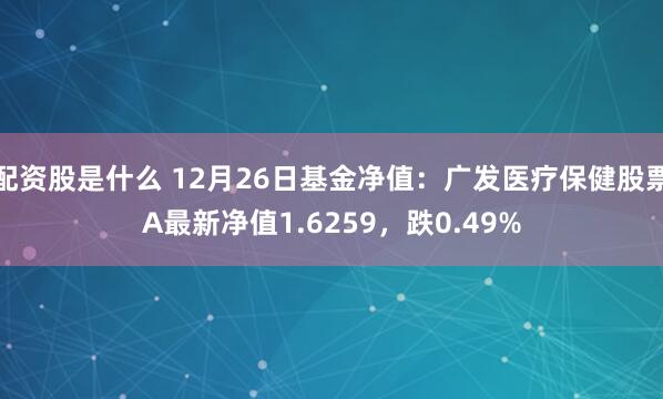 配资股是什么 12月26日基金净值：广发医疗保健股票A最新净值1.6259，跌0.49%