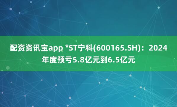 配资资讯宝app *ST宁科(600165.SH)：2024年度预亏5.8亿元到6.5亿元