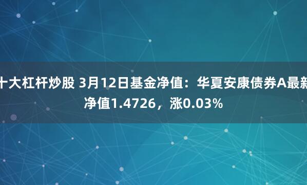 十大杠杆炒股 3月12日基金净值：华夏安康债券A最新净值1.4726，涨0.03%